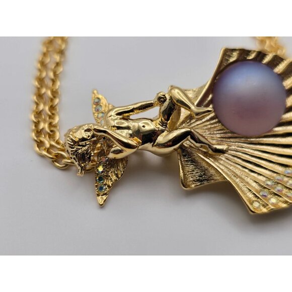 Kirks Folly Whispering Angel Interchangeable Seashell Brooch Pendant Necklace - Picture 7 of 14